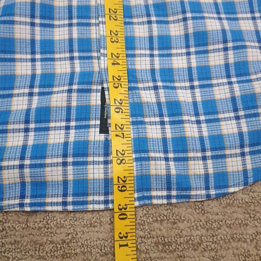 Marmot Mens Medium Short Sleeve ButtonDown Shirt Blue White Plaid Hiking Outdoor - Picture 9 of 10